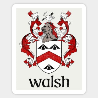 Walsh Name / Faded Style Family Crest Coat Of Arms Design Sticker